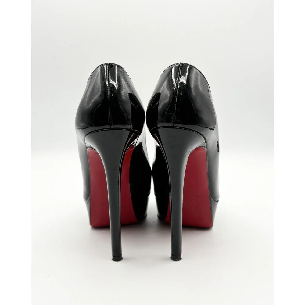 Christian Louboutin Bianca 140 Black Patent Leather Platform Heels Size EU 35